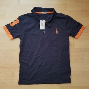 Boys Large Navy Giraffe Number Polo Shirt